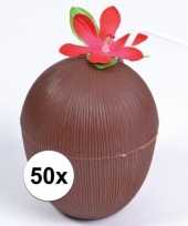50x hawaii thema kokosnoot drinkbekers trend