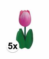 5x decoratie houten roze tulpen trend