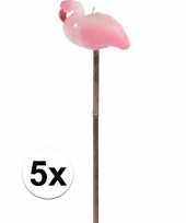 5x flamingo tuinfakkels kaarsen 60 cm trend