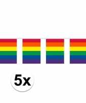 5x gay pride regenboog vlaggenlijnen 10 meter trend