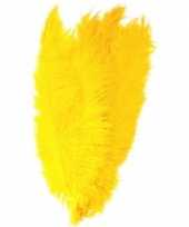 5x grote decoratie veren struisvogelveren geel 50 cm trend