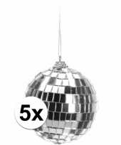 5x kerstboom decoratie discoballen zilver 8 cm trend
