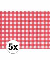 5x placemat rood wit geblokt 43 x 30 cm trend