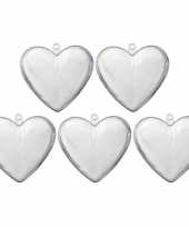 5x transparant kunststof hart 6 cm decoratie hobbymateriaal trend