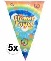 5x vlaggenlijnen flower power hippie feest decoratie 5 meter trend