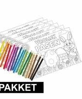 6 pasen kleurplaten placemats inclusief kleurpotloden trend