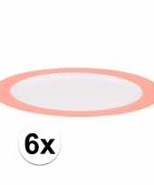 6 x bord plat melamine wit met oranje rand 23 cm trend