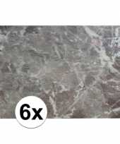 6 x placemat marmer grijs 43 x 28 cm trend
