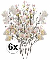 6x creme magnolia kunstbloemen tak 105 cm trend