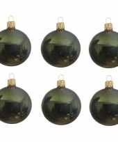 6x donkergroene glazen kerstballen 8 cm glans trend