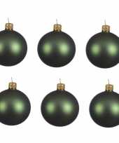 6x donkergroene glazen kerstballen 8 cm mat trend