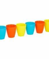 6x gekleurde drinkbekers mokken kunststof 150 ml voor kinderen trend