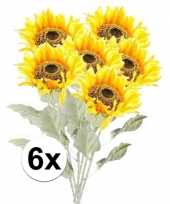 6x gele zonnebloem kunstbloemen 82 cm trend