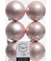 6x licht roze kerstballen 8 cm kunststof mat glans trend