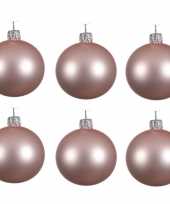 6x lichtroze glazen kerstballen 6 cm mat trend
