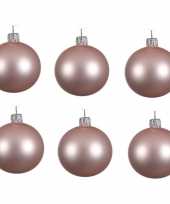 6x lichtroze glazen kerstballen 8 cm mat trend