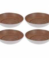 6x melamine diepe borden houtprint 20 cm trend