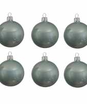 6x mintgroene glazen kerstballen 6 cm glans trend