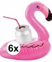6x opblaasbare flamingo drankhouder 18 cm trend