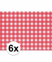 6x placemat rood wit geblokt 43 x 30 cm trend