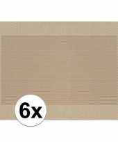 6x placemats beige bruin geweven gevlochten met rand 45 x 30 cm trend
