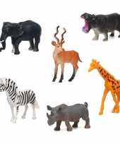 6x plastic safari jungle dieren speelgoed figuren 14 cm voor kinderen trend
