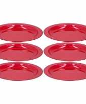 6x rode plastic borden bordjes 27 cm trend