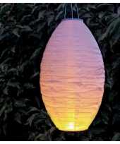 6x stuks luxe solar lampion lampionnen wit met realistisch vlameffect 30 x 50 cm trend