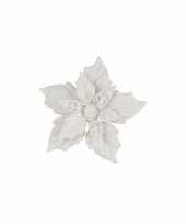 6x witte decoratie bloem 12 cm op clip trend