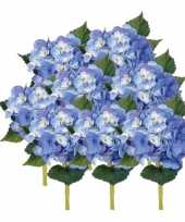 8x blauwe kunst hortensia kunstbloemen met steel 48 cm trend