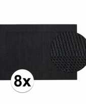 8x kunststof onderlegger zwart 45 x 30 cm trend
