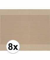 8x placemats beige bruin geweven gevlochten met rand 45 x 30 cm trend
