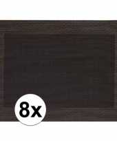 8x placemats donkerbruin geweven gevlochten met rand 45 x 30 cm trend