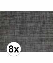 8x placemats met geweven print antraciet 45 x 30 cm trend