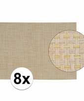 8x placemats met geweven print beige 45 x 30 cm trend