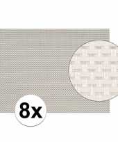 8x placemats met geweven print wit 45 x 30 cm trend