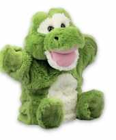 Alligator speelgoed artikelen krokodil handpop knuffelbeest groen 22 cm trend