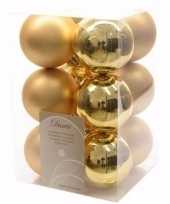 Ambiance christmas kerstboom decoratie kerstballen goud 12 x trend