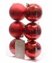 Ambiance christmas kerstboom decoratie kerstballen rood 6 x trend
