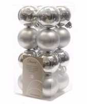 Ambiance christmas kerstboom decoratie kerstballetjes zilver 16 x trend