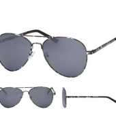 Aviator zonnebril legerprint met zwarte glazen voor volwassenen trend