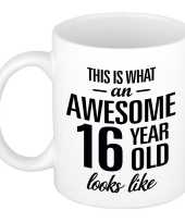 Awesome 16 year cadeau mok beker 300 ml trend