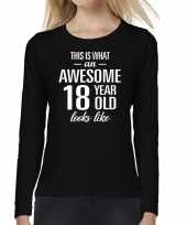 Awesome 18 year 18 jaar cadeau shirt long sleeves zwart dames trend