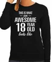 Awesome 18 year 18 jaar cadeau sweater zwart dames trend