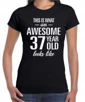 Awesome 37 year 37 jaar cadeau t-shirt zwart dames trend