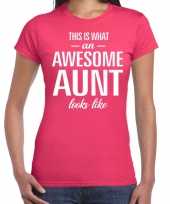 Awesome aunt tante cadeau t-shirt roze dames trend