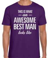 Awesome best man getuige cadeau t-shirt paars heren trend