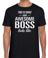 Awesome boss tekst t-shirt zwart heren trend
