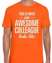 Awesome colleague tekst t-shirt oranje heren trend