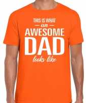 Awesome dad cadeau t-shirt oranje heren vaderdag cadeau trend